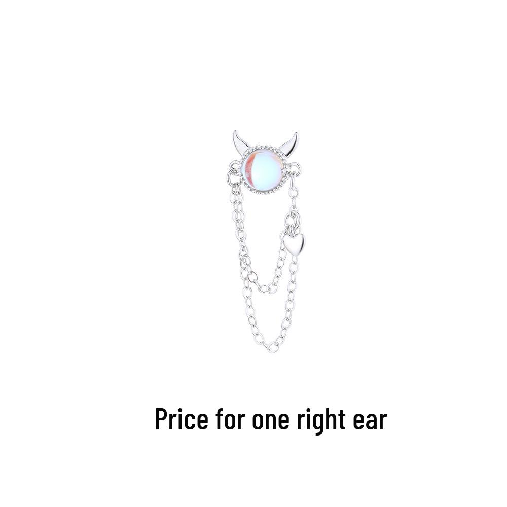 Moonstone Double Layer Heart Tassel Earrings - Y2K Spice Girl Style