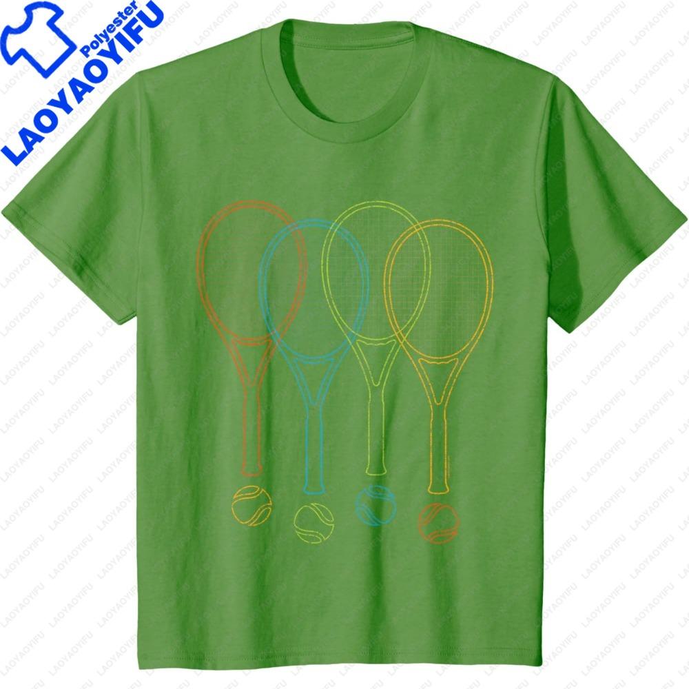 Tennis T Shirt Women Unisex Rackets Balls Cool Tennis Shirt Oneck Graphic Print Outdoor Sports Enthusiasts Clothes Fashion Tops