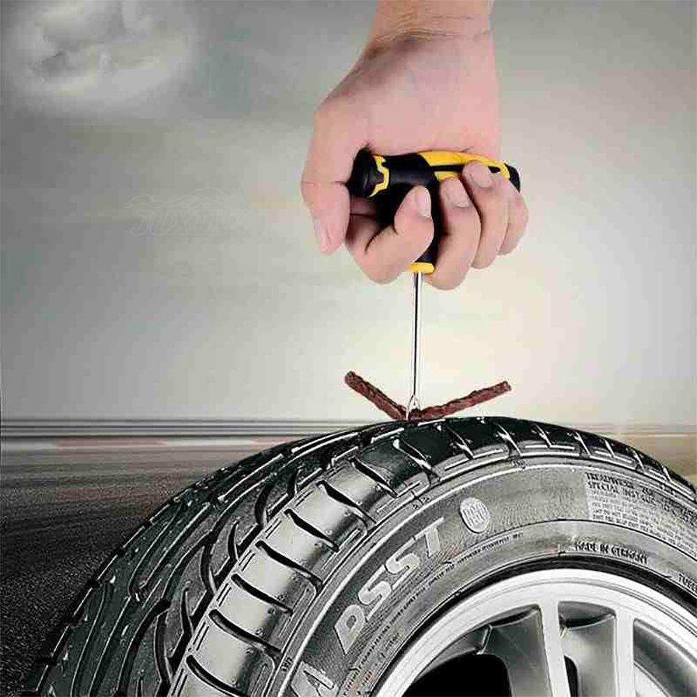 Car Vacuum Tire Repair Studding Tool Set Auto Bike Tubeless Tire Tyre Puncture Plug Garage Tool with Rubber Strip PVC