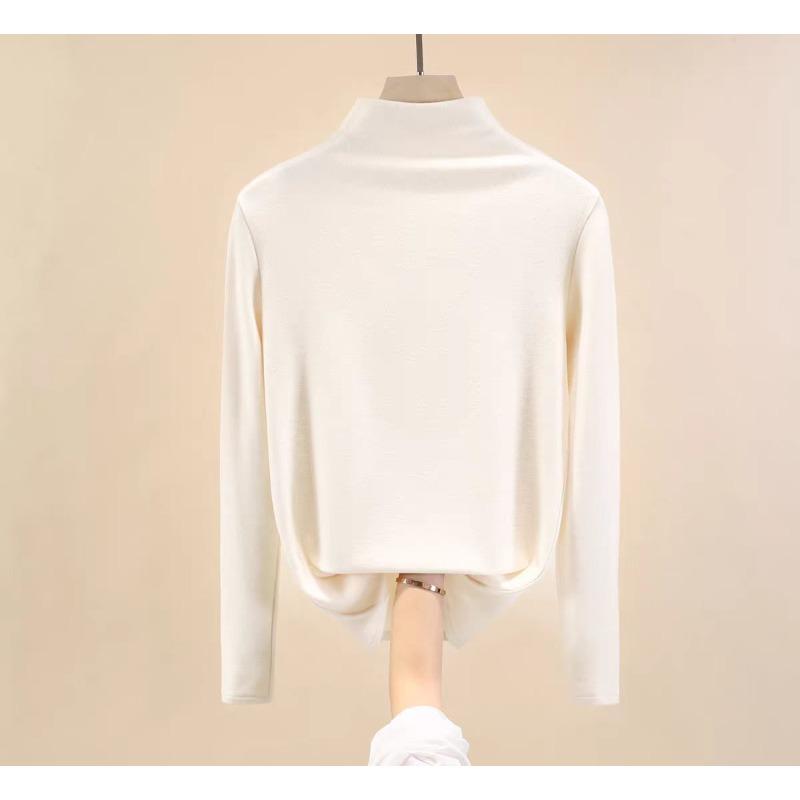 Women Plus Size Half High Collar Long Sleeve Slim Warm Thermal Base Top