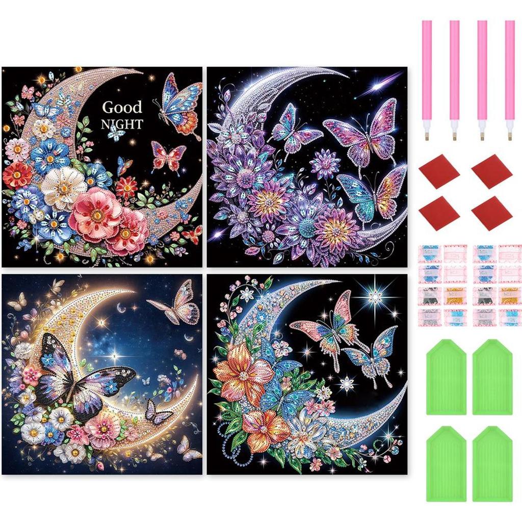 4pcs 5D DIY Partial Special Shaped Drill Diamond Painting Cartoon Decor 30x30cm