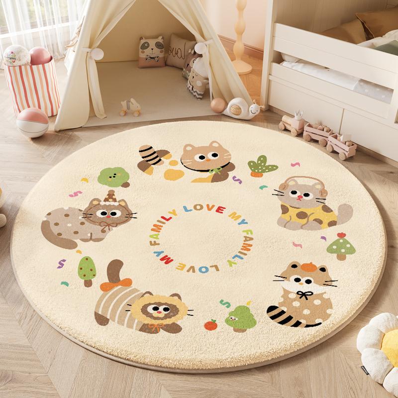 

Cartoon Round Carpet Fluffy Soft Washable Plush Bedside Floor Mat for Bedroom Living Room Home Decor 80x80CM