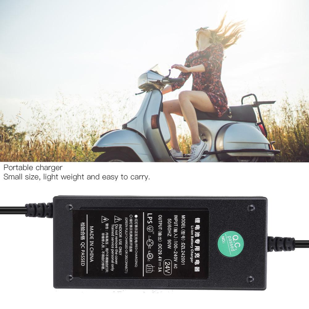 24V 20A Kunststoff Tragbares Lithium-Batterieladegerät für Elektroroller Fahrrad Ausgang DC29.4V 3A