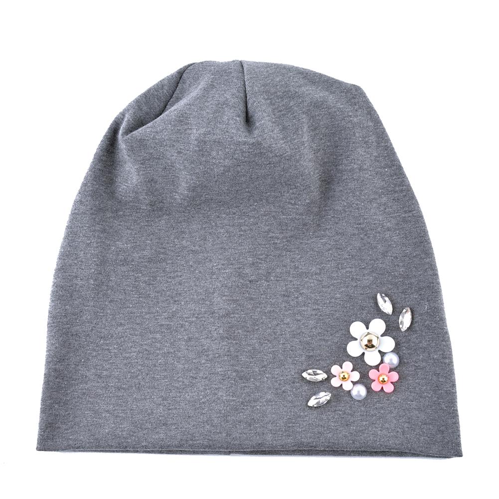 

Однотонна жіноча шапочка з квітковим кришталем, жіноча бавовняна шапка Skullies, елегантна жіноча шапка 56-59cm