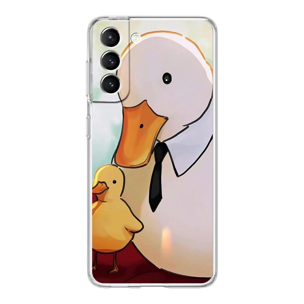 Phone Case For Samsung Galaxy S24 Plus S23 S22 S21 S20 FE Ultra 5G S10 S10E S9 Soft Clear Silicone Cover Cartoon Duck Goose Game