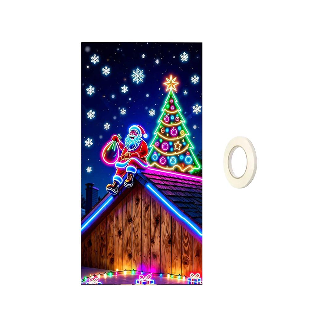 Christmas UV Fluorescent Door Banner/cover Background/holiday Party Decoration/Christmas Decorative Hanging Cloth