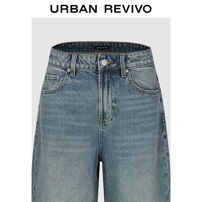 UR2026 Women's Washed Rolled-Hem Straight-Leg Jeans