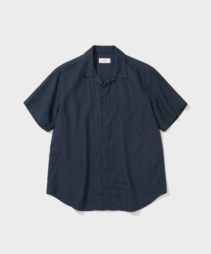 SHIRTER Pure Linen Short Sleeve Shirt (Navy)