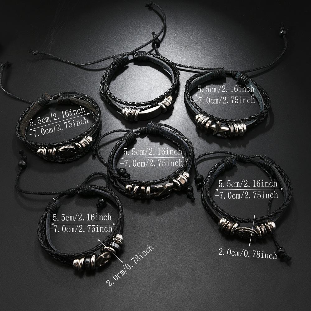 Handmade Cross-Border Leather Beaded Bracelet DIY Set: Men's Punk Vintage Bangle