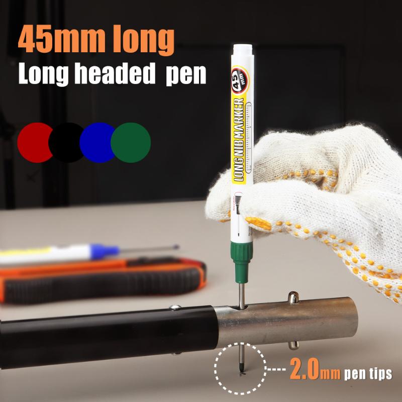 1/4Pcs Long Head Deep Hole Marker Pen Woodworking Decoration Permanent Marker Pen Waterproof Metal Perforating Pen