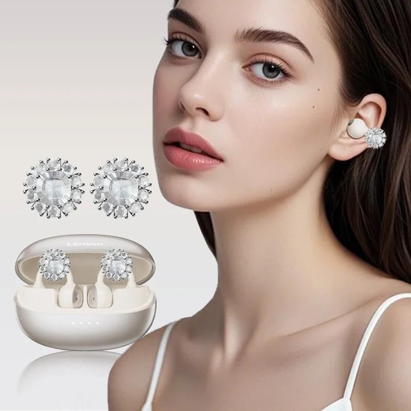 Original Lenovo LK6 Wireless Bluetooth 5.4 Ear Clip Headphone HIFI Sound Quality ENC Noise Reduction Earphones Long Endurance Earsets