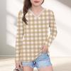 Womens V-Neck Long Sleeve Loose Fit T-Shirt With Polka Dot Print Casual Oversized Top Daily Wear