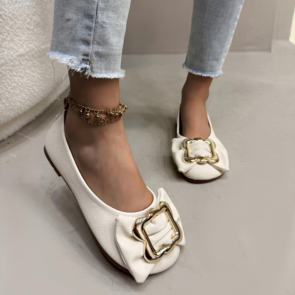 Markendesigner Ballerinas Damen Bequeme Weiche Sohle Flacher Ausschnitt Slipper Lässiger Loafer Leder Einzelne Schuhe Loafer