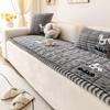 New Thickened Warm Sofa Cover Cloth Fixed Anti Slip Straight Row Sofa Cushion Cover for Autumn and Winter Season Cream Style