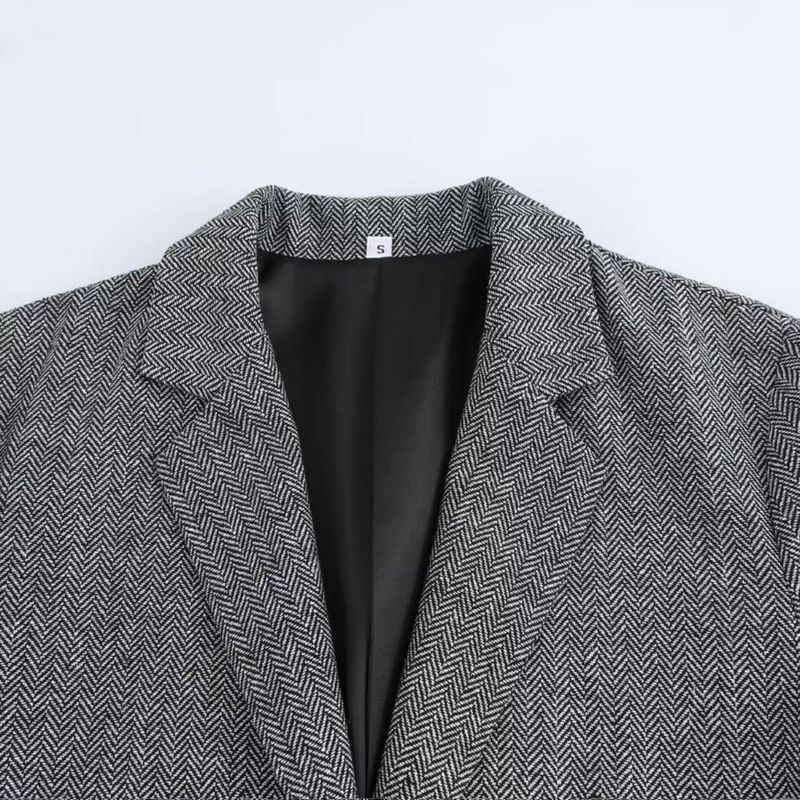 Kaslead New Arrival Women's Clothing Fashion Style Fashion Minimalist with Padded Shoulder Herringbone Pattern Suit Outwear