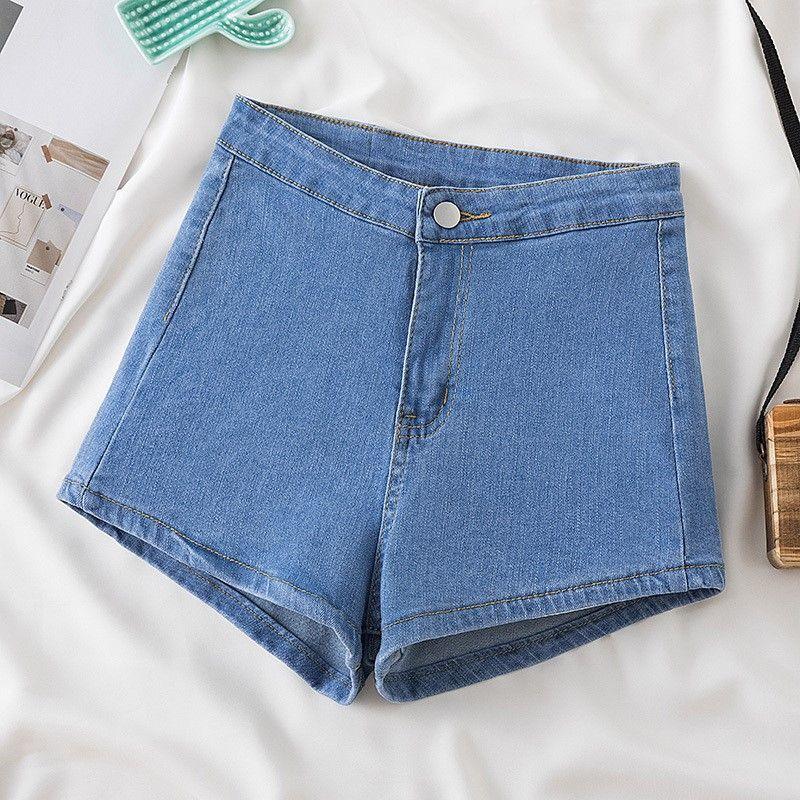 Dámské červené pikantní retro džínové šortky s vysokým pasem - Slim fit letní hot pants obepínající boky