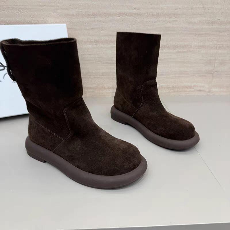 Women Ankle Snow Boots Suede Casual Cozy Walking Warm Shoes Woman 2025 Autumn Winter Fashion Flat Boots Zapatillas Mujer