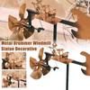 Funny Handmade Metal Drummer Windmill Durable Rockin Art Figurine  For Office Outdoor