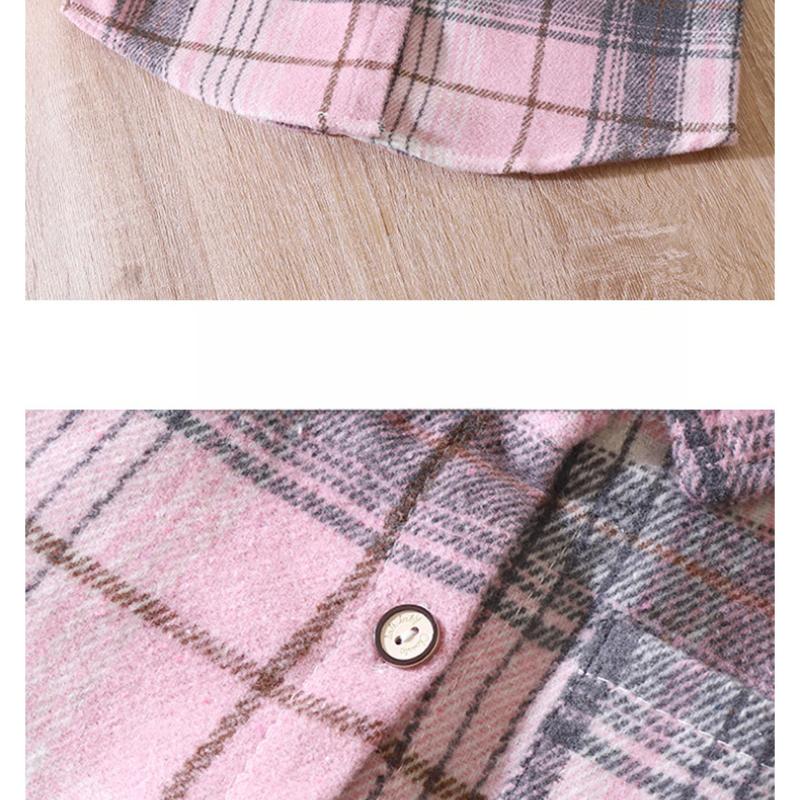 Chemise à carreaux à manches longues pour garçon - Cardigan aux couleurs rétro pour enfant - Nouveau manteau à revers pour fille