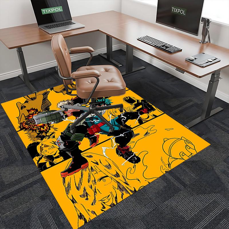 1pc My Hero Academia Midoriya Izuku Chair Mat - Anime Cartoon Design Office Desk Pad, Non-Slip Carpet for Home Decor, Living Room, Bedroom, Game Room,