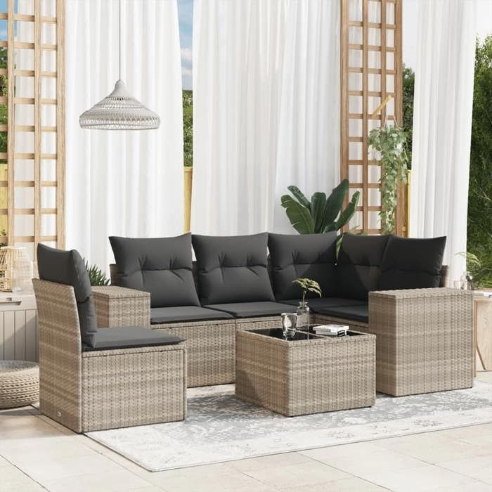 VidaXL Garden Lounge Set with Cushions 6 Pcs, Patio Sofas, Patio Furniture Set, Outdoor Furniture, Grey 3254919