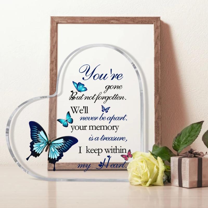 2D Flat Bereavement Condolences Grief Gifts Acrylic Desktop Decorative Plaque, Butterfly Design, Home Decor Plaque Hanging Wall Art Decorative Garden