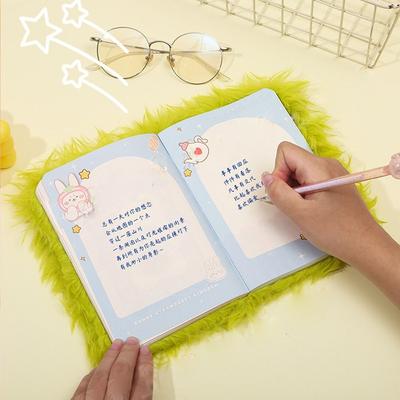 Plush Diary Note Pad Cute Cartoon Furry Notebook 112 Pages Journal Notebook Daily Planner Hand Account Kawaii Notebook Student