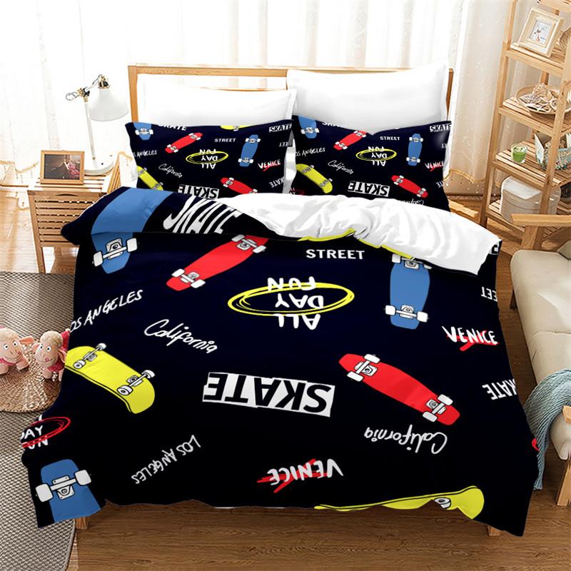 Skateboard Duvet Cover Microfiber Extreme Sports Game Bedding Set Astronaut Spaceman Skateboard Quilt Cover For Boys Teen Boys