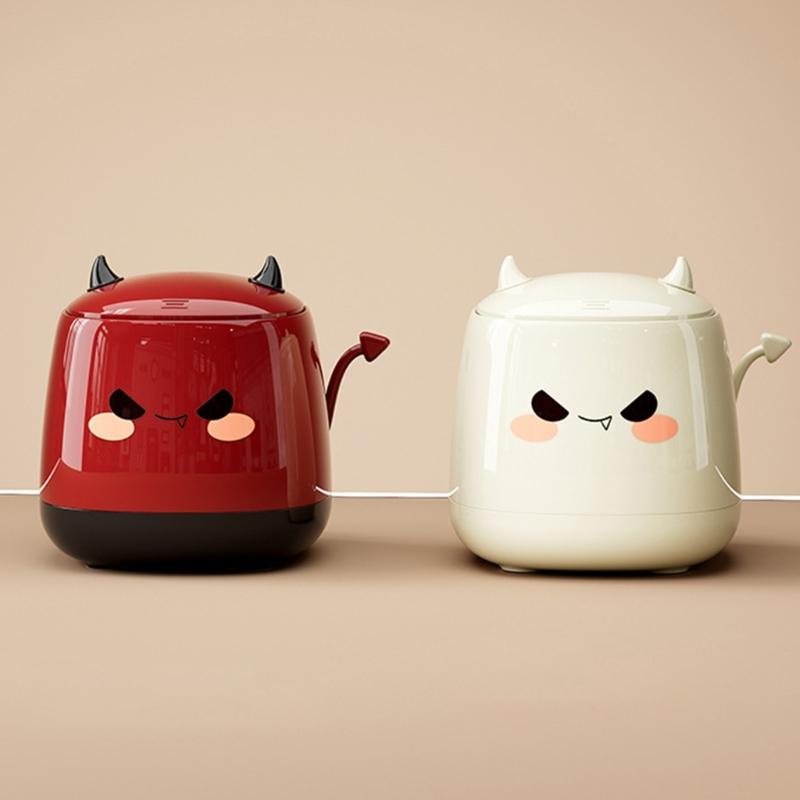 Press Lid Design Desktop Trash Can With Odor Locking Function Devil Shape Waste Container For Home Office Bedroom Decors