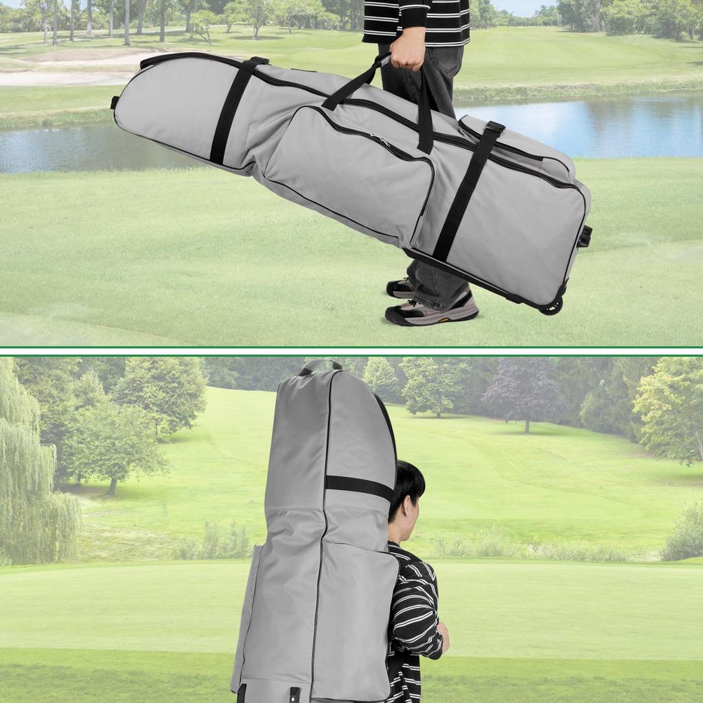 Iptienda Golf Bag Cover with Fits up to 900D Golf Travel Golf Airline Bag Wheels, 9.5 inch, Cover, (Grey)