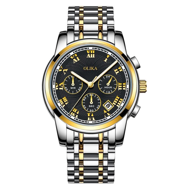 New Top Brand Fashion Men's Watch Fine Steel Band Casual Sports Luminous Waterproof Three-Eye Six-Pin Watch
