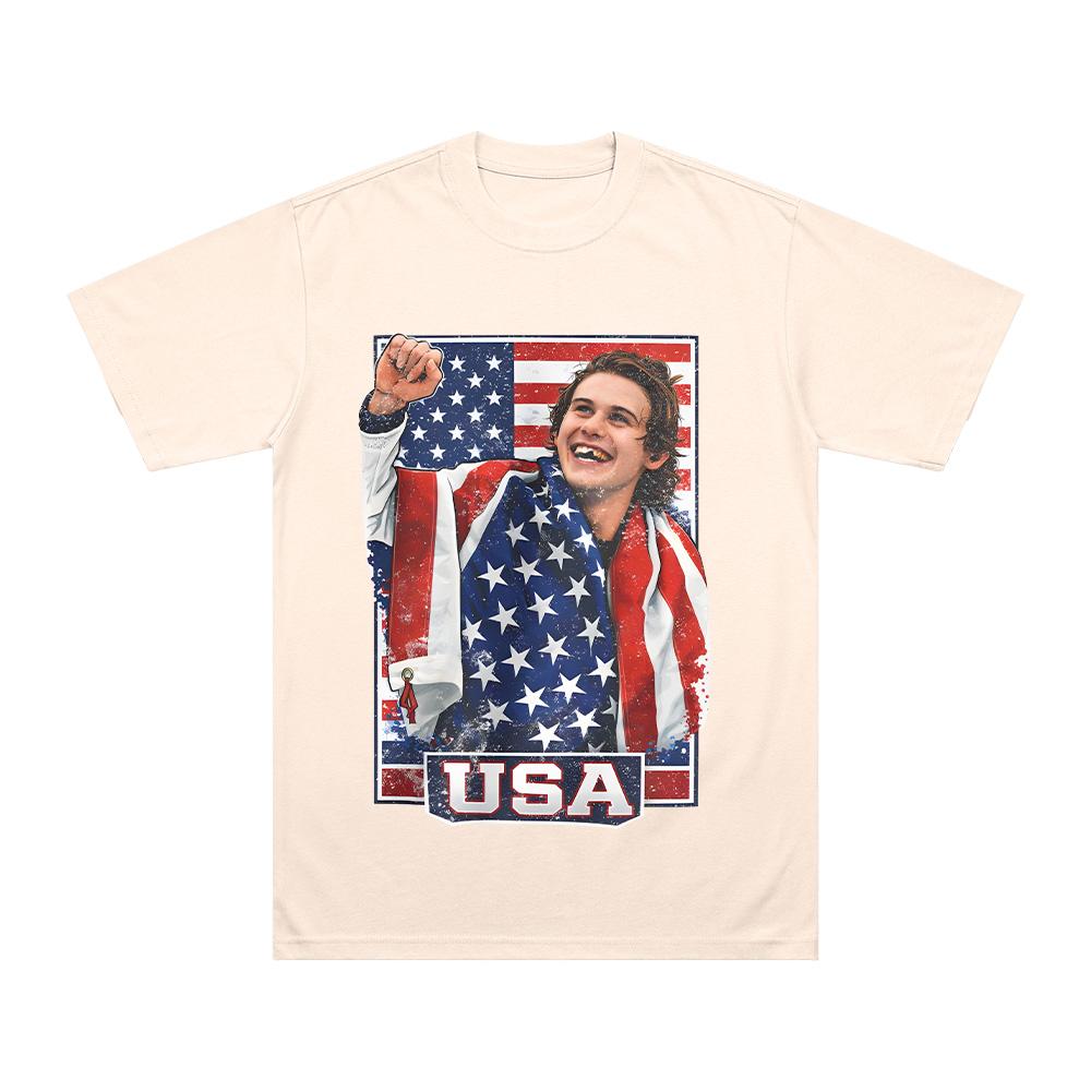 USA Ice Hockey Jack Hughes T Shirts USA Inspired Graphic Clothing Hockey Fan Tee Women Unisex High Quality Oneck Cotton Tshirts