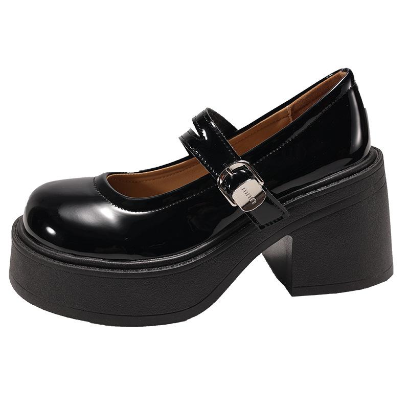 Fashion temperament French retro platform thick heel small leather shoes women's 2025 new spring and autumn high heel Mary Jane single shoes