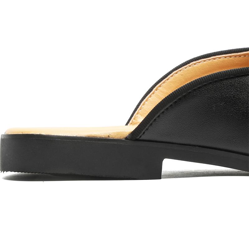 Hight Quality Summer New British Street Style Leather Mules For Men's Black White Hombre Daily Outdoor Dress Slippers Big Size