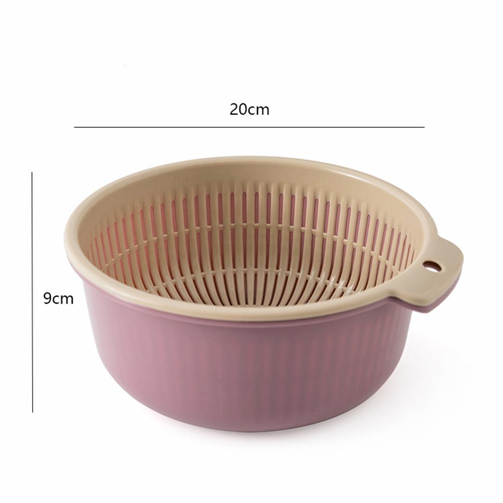 1Pcs Kitchen Plastic Draining Basket Double-Layer Rotatable Multifunctional Vegetable Fruit Washing Storage Basket Nordic Purple