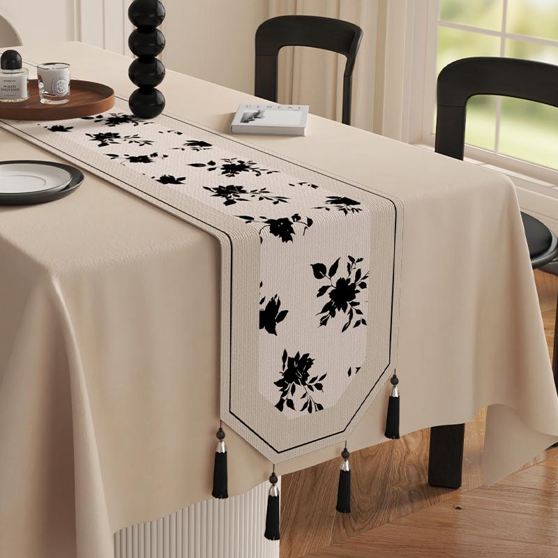 Cotton And Linen Tea Table Mat Tassel Lace Cover Chinese Traditional Table Runner Home Decor TV Cabinet Table Runners