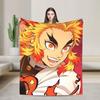 Anime Kyōjurō Rengoku Flannel Blankets  Warm Bedding Throws for Home Decor Decorative Pattern Bedspread Sofa Bed Cover