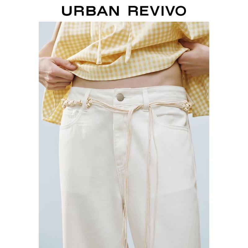 UR 2025 Women's Beaded Belt Wide-Leg Boho Casual Pants UYL850076