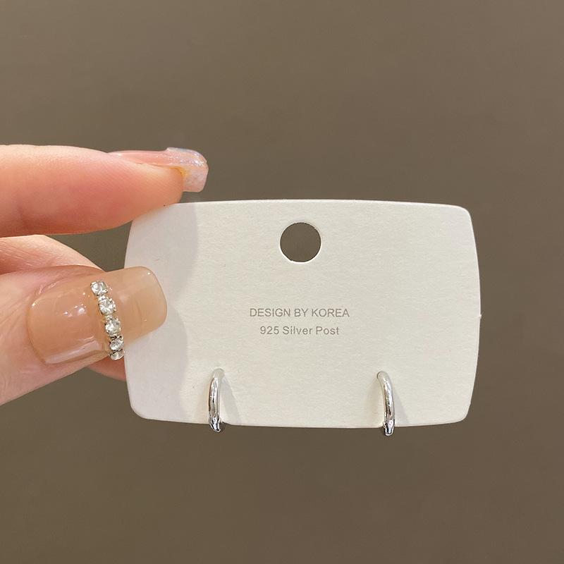 Cold wind silver geometric circle ear buckle female Korean version simple one-week earrings ear jewelry