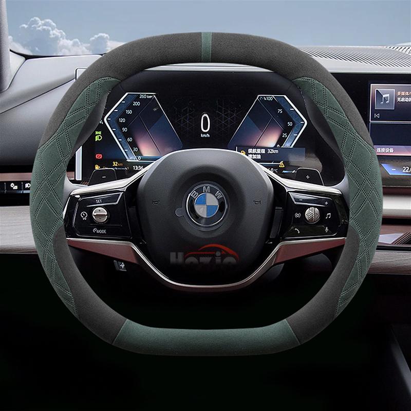 AAAOV1 Suede Leather Car Steering Wheel Cover for BMW 1 3 4 5 Series I5 I4 Z4 X3 M5 M4 M440i M3 M2 M135 2025 Auto Accessories