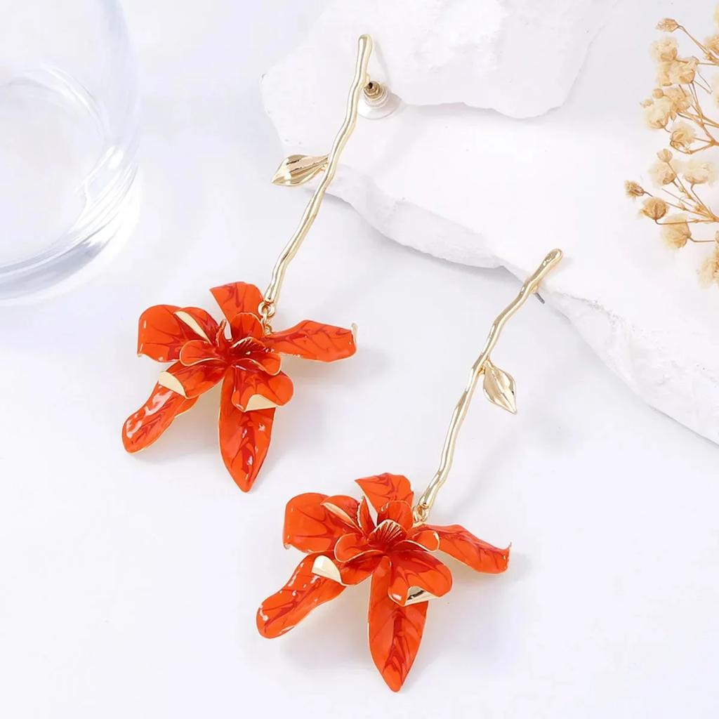 Nuovi Orecchini Fiori Metallici Esagerati ZAA 2025 per Donna Tendenza 2025 Festa in Spiaggia Estiva Festa di Vacanza Accessori Gioielli Regali
