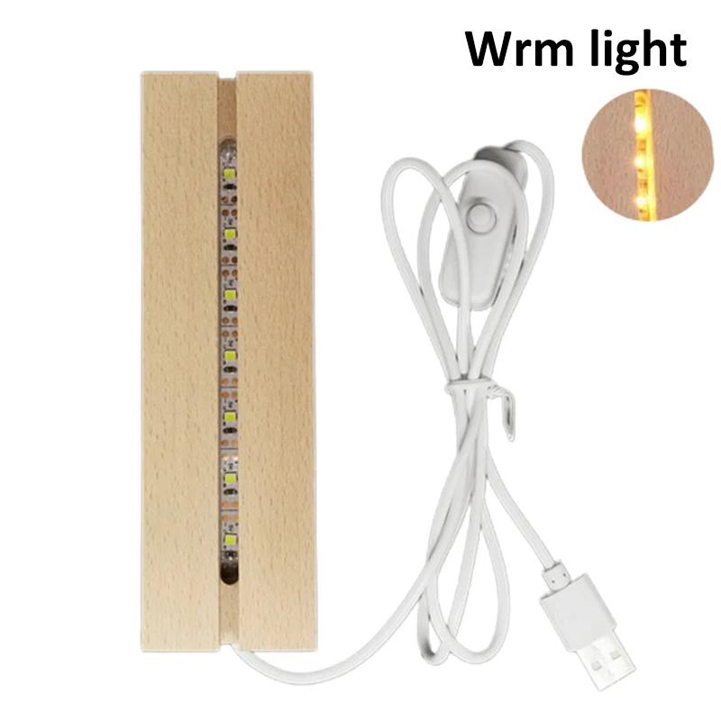 

1-2Pcs Rectangular Wooden LED Lights Display Base Stand 3D Plexiglass Lamp Holder USB Night Lights for Handmade DIY Art Decor 1pcs