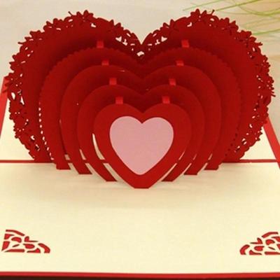 New 3D Three-dimensional Handmade Pop-up Christmas Wedding Birthday Invitation Invitation Greeting Card Gift (color: Red)