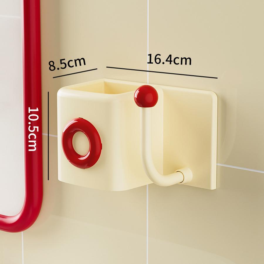 

Cute Macaron Color Multi-Functional Wall Hanging Storage Rack with Hooks - No Punching Bathroom Cosmetic Shelf Organizer 17*9*11cm красный