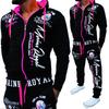 Men's Printed Hooded Sweatshirt and Pants Two-Piece Sportswear Set