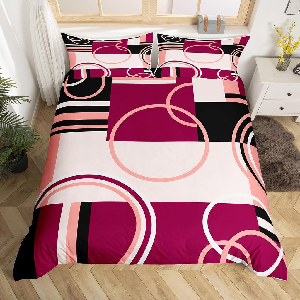 Comforter Geometry Swirls Spiral Twin King Abstract Circle Stripes Comforter Modern Graphic Geometric Plaid Bedding Set