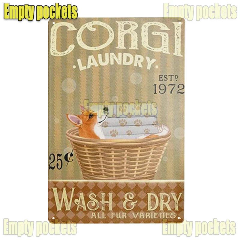 Vintage Pet Dog Corgi Tin Sign Plates for Pet Shop Bedroom Living Room cafe Kitchen metal wall art Decor Gift for Dog Lover