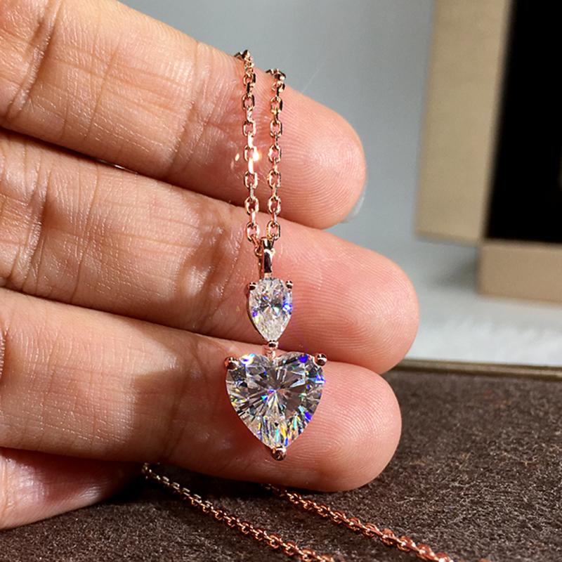 New Gorgeous AAA Heart Cubic Zirconia Bright Yellow Pendant Necklace for Women High-quality Love Necklaces Engagement Jewelry