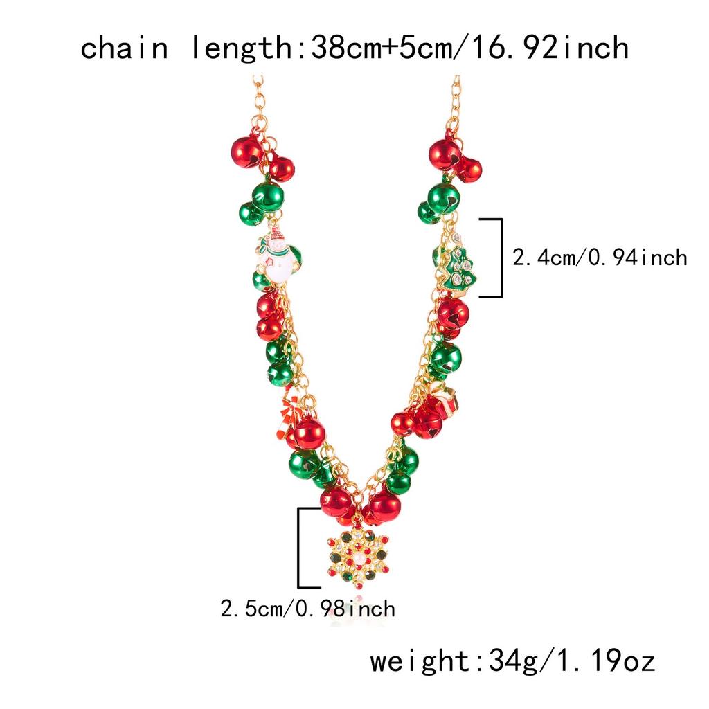 Christmas Style Multi-element Pendant Necklace Gold Snowman Gingerbread Man Necklace Festive Atmosphere Wearing Accessories
