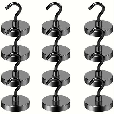 100lb Schwarzer Magnethaken Hochbelastbar Stark Neodym Magnethaken, Kühlschrank Magnethaken, Magnet mit Haken für Vorhang
